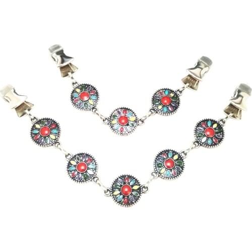 Flower Vintage Sweater Guard Clamps Shawl Cardigan Clip Women Cape Cloak Clasps Brooch Scarf Cinch Pins