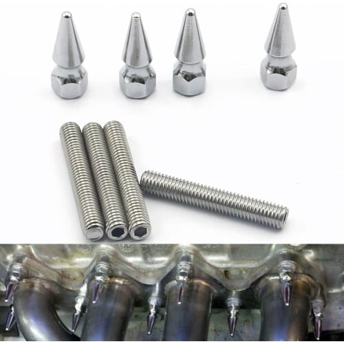 M8x1.25 aço metal parafusos de escape coletor cromo picos porcas parafuso para honda civic acura substitui a maioria 12mm porcas