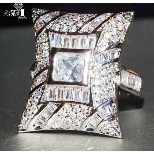 YaYI Fine Jewelry Fashion Princess Claw Set Cut White Cubic Zirconia Silver Color Engagement Wedding Party Leaves Gift Rings