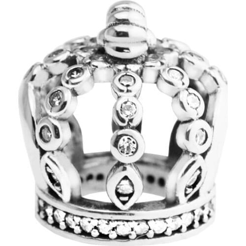 Crown Clear CZ Silver Beads for Jewelry Making DIY Sterling Silver 925 Jewelry King Charm Beads for Charms Bracelets