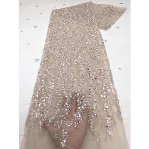 Top selling beaded embroidery african tulle lace fabric SYJ-1098811 for wedding dress