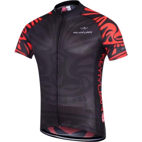 KEYIYUAN Mens Short Sleeve Cycling Jersey Summer Black Top Bike MTB Road Wear Polera Ciclismo Hombre Tenue Velo Homme