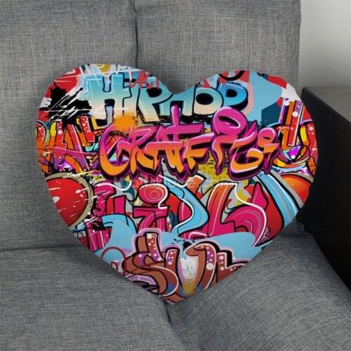 Custom graffiti street Heart Pillow Cover Zipper Pillowcase Cover dakimakura Wedding Home Office Decorative DIY Gift