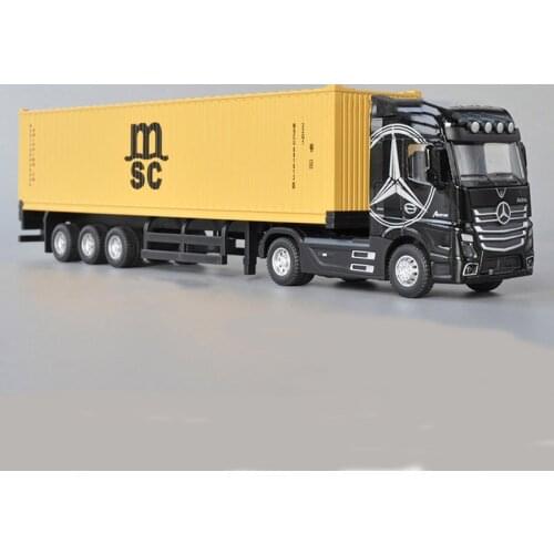 The New Simulation Alloy Container Container Transport Vehicle Pull Back Sound and Light 1:50 Tractor Car Model Childrens Toy