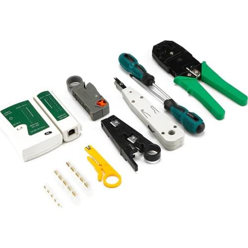 12pc RJ45 RJ11 RJ12 Cable Crimping Tool LAN Network Repair Tool Kit Utp Cable Tester Pressing Line/Tangent Pliers Crimper Clamp