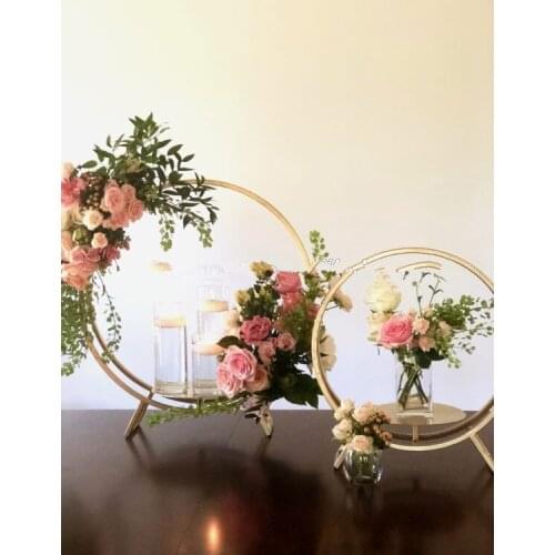 New Gold Candle Holders Metal Candlestick Flower Vase Table Centerpiece Event Flower Rack Road Lead Wedding Decoration 1186