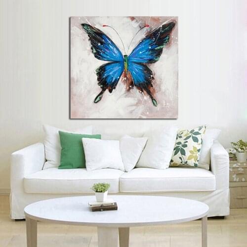 Hand painted oil painting butterfly decorative wall art for living room behind sofa with abstract idea