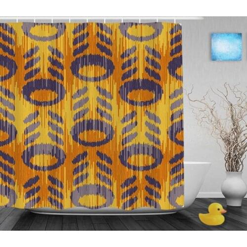 Abstract Pattern Decor Bathroom Curtains Beautiful Yellow Home Decor Shower Curtains Waterproof Polyester Fabric With Hooks