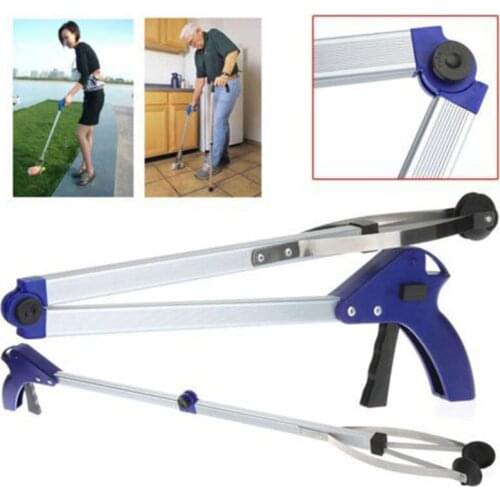 Foldable Long Trash Clamps Grab Pick Up Tool Curved handle design portable factory House Pickup grabber tools