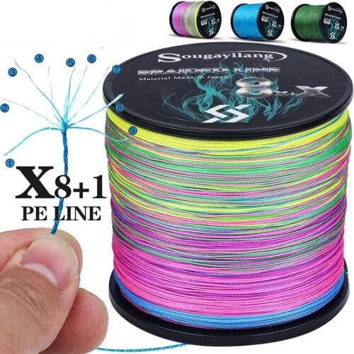 Sougayilang 9 Strands Super Strong PE Fishing Line 300M 500M 1000M Strong Abrasion Resistance Multifilament Fishing Line Pesca