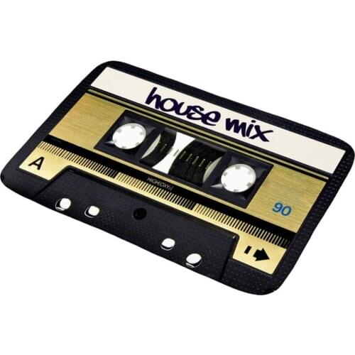 Vintage Magnetic Tape Bath Mat House Mix Old Record Short Plush Material Bathroom Mat, Non-Slip Bath Rug Doormat for Shower/Bat