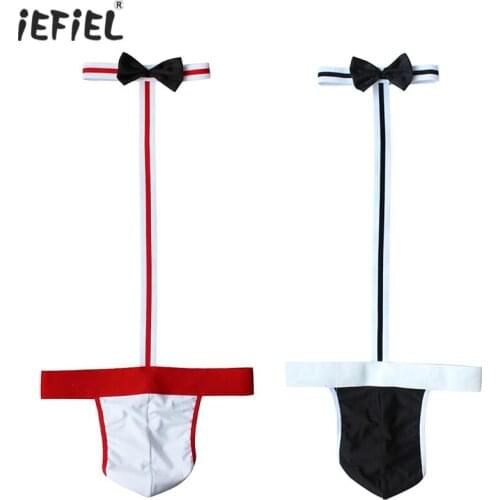 Adult Mens Thong Sexy Lingerie Cotton Collared Borat Swimsuit Mankini Costume for Gay Pouch Sissy Male Panties Briefs Underwear