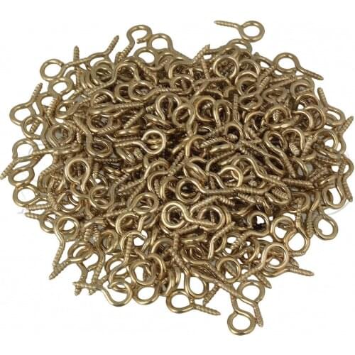 14mm x 7mm Iron Yellow Mini Eyepins Hooks Eyelets Screw 0# Pack of 200