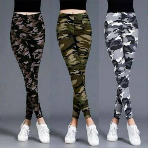 Ladies comfortable, high elasticity, breathable, fashionable, casual, home sports, nine-point camouflage pants, leggings