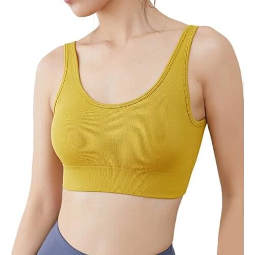 Women Sports Bra High Stretch Breathable Top Fitness Running Yoga Gym Sports Top Vest Anti-sweat Shockproof Padded Sportswear
