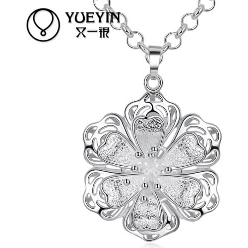 Womens silver plated Necklace pendant Zircon Necklace Female jewelry Romantic Damen Halskette Christmas gifts