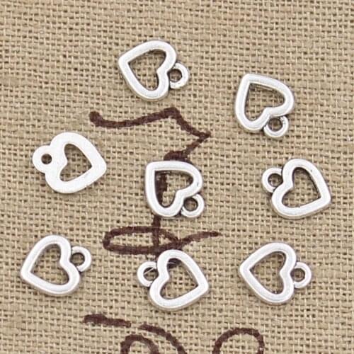 100pcs Charms Lovely Heart 8x6mm Handmade Craft Pendant Making fit,Vintage Tibetan Silver color,DIY For Bracelet Necklace