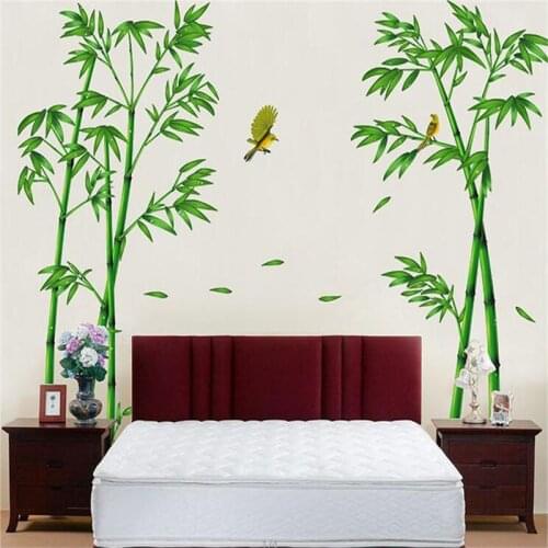 2pcs/set Large Green Bamboo Forest Wall Sticker For Bedroom TV Sofa Background 165*295cm Home Decor Vinyl DIY Mural Art Decals