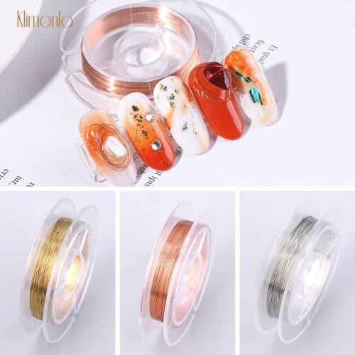 3 Roll Nail Art Copper Wire Decorations Diamonds For Nails Supplies Nagel Steentjes Ongles Decoration Nail Art Gold Silver Rose
