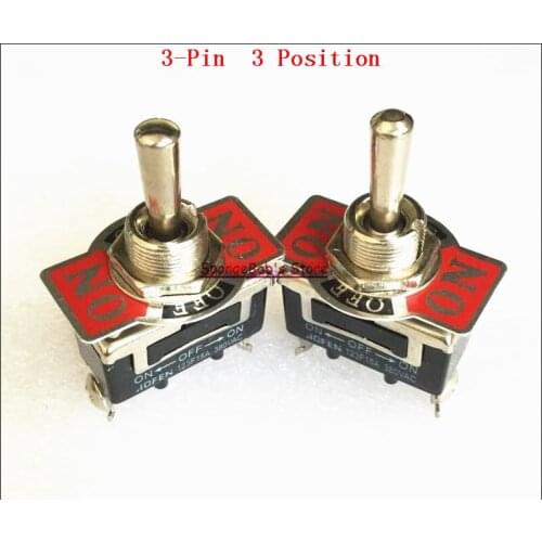 5pcs/Lot 123F 3-Pin 3 Position ON-OFF-ON Spring Return Momentary Switch 15A 250VAC Toggle Switch