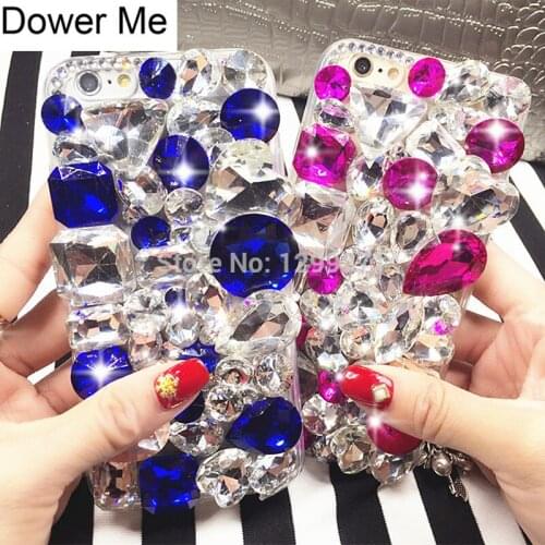 Dower Me Luxury Fashion DIY Bling Crystal Stone Colorful Diamond Case Cover For iPhone X 8 7 6 6S Plus 5 5S SE