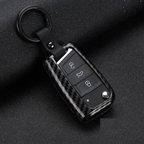 Carbon fiber Alloy Key Holder Cover Case Shell For Volkswagen Golf 7 Mk7 Polo Bora Tiguan Passat B5 Lavida For Skoda Octavia A7