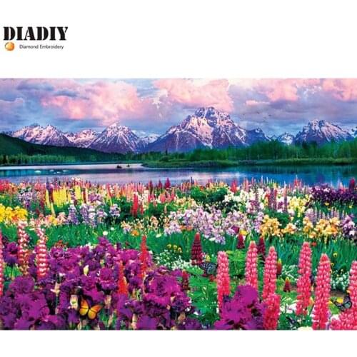 DIY diamond embroidery Snow mountain flower diamond painting Cross Stitch full round Rhinestone mosaic home decoration