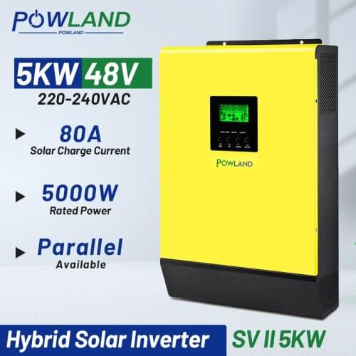 5KVA Solar Inverter Hybrid 48V 220V MPPT 5000W High PV Input 450VDC Grid Tied Inverter Solar Charger 80A Battery Charger