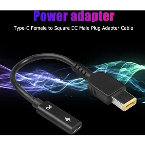 15cm Type-C Female To Square DC Male PD Power Charger Connector Cable All-copper Conductor Induction Chip For Lenovo Thinkpad