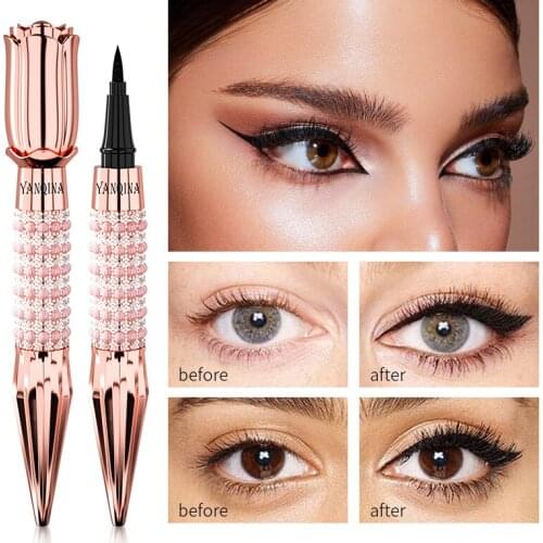 Queens Scepter Rose Head Wand 4D Eyeliner Pencil Quick Dry Cosmetic Makeup Waterproof Smooth Black Liquid Eyeliner