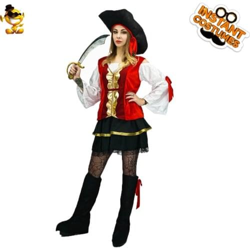 Halloween Adult Couple Pirate Cosplay Costume Fancy Dress Deluxe Lady Buccaneer Princess Prince Party Outfits Unisex Women Suits