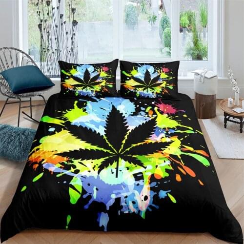 Colourful Maple Leaf Bedding Set 2/3 Pcs Duvet Cover Set Home Textile Single/Twin/Double/Full/Queen/UK King/AU King/US King Size