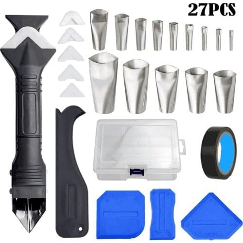 27Pcs/Set 3-In-1 Multifunctional Spatula Scraper Silicone Remover Caulk Finisher Sealant Smooth Scraper For Door Caulk Tool Kit