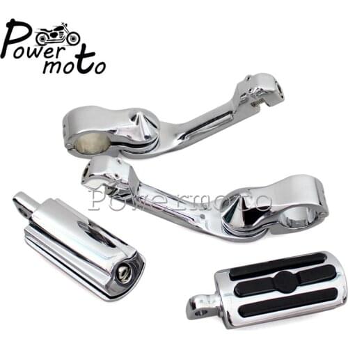 Motorcycle Chrome 1.25" 3.2cm Adjustable Short Highway Foot Pegs Footpeg Footrests For Harley Electra Road King Street Glide