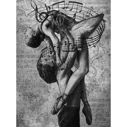 5D DIY Diamond Painting Dancing couple abstract music symbol Cross Stitch Diamond Embroidery Mosaic Ballet lovers Pictures A2156