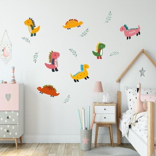 Cartoon Animal Color Dinosaur Wall Stickers for Baby Room Kindergarten Activity Classroom Nursery Wall Decoration Arrangement