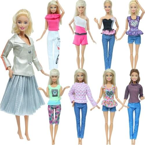 Handmade Doll Outfits Coat Pink Skirt Lace Dress Blouse Pants Trousers Sweaters Clothes for Barbie Doll 12'' Accessories Kid Toy