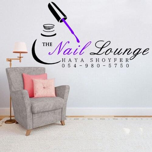Nails Salon Decals Art "The Nail Lounge" Logo Wall Stickers Beauty Salons Sign Wall Posters Custom Name telephone number LC1514