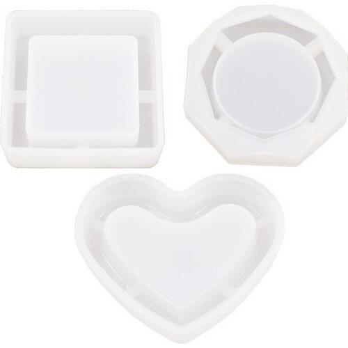 New Mould Heart-shaped, Square, Diamond-shaped, High-mirror Ashtray Silicone Mold DIY Set-up Storage Crystal Epoxy Molds