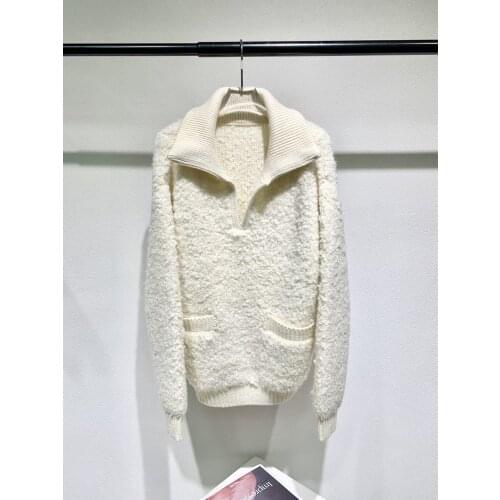 New ladies fashion 2021 long sleeve sexy casual solid color alpaca sailor neck sweater 0917