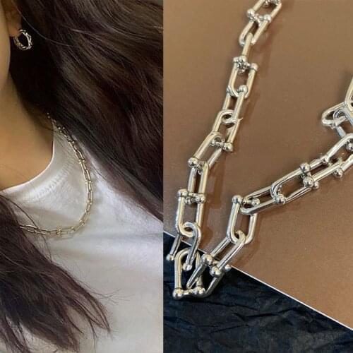 Necklace for Women Solid U-shaped Chain Horseshoe Chain Couple Chain Necklace Jewelry Wholesale