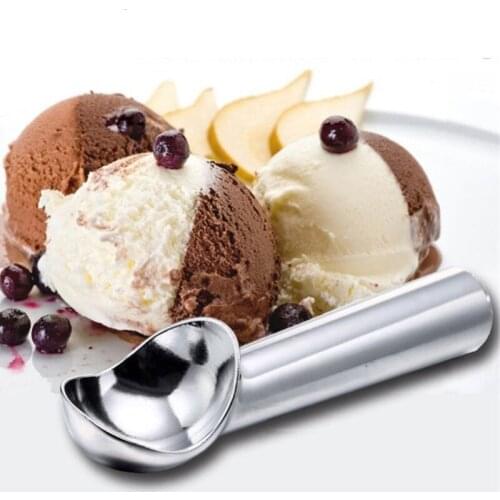 Quevinal 200pcs/lot Ice Cream Tools Portable Aluminum Alloy Non-stick Anti-feeze Cream Scoop Spoon For Home Kitchen Accessories