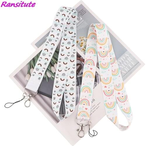 Ransitute R1820 Rainbow Love Keychain Tags Strap Neck Lanyards For Keys ID Card Pass Gym Phone USB Badge Holder DIY Hang Rope