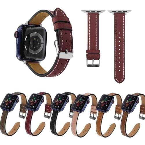 High quality Real Leather Band for iWatch 40MM 44MM Retro fine Strap for ремешок на apple watch 42MM 38MM Series 2 3 4 5 6 SE