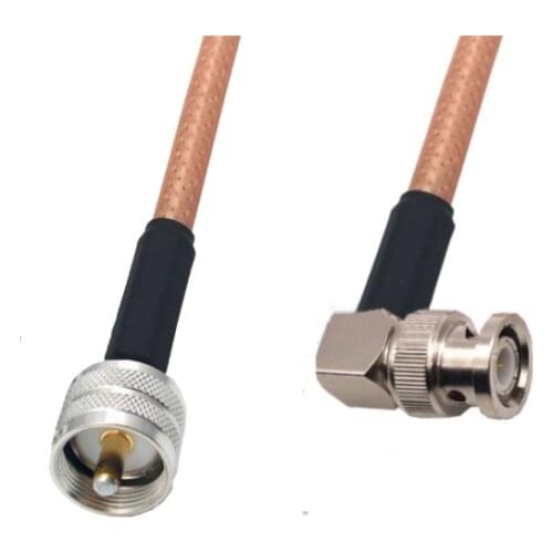 RG142 PL259 UHF Male To BNC Male Plug Right angle Connector RF Coaxial Jumper Pigtail Cable