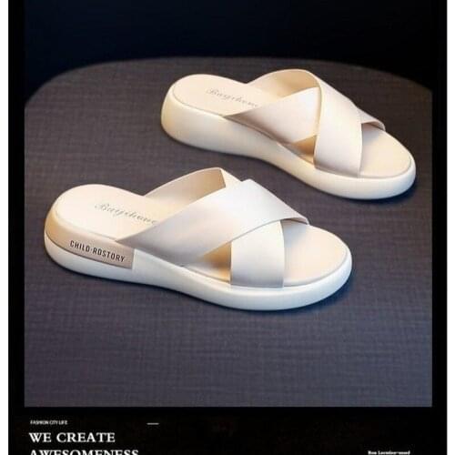 Ladies Slippers Summer New Fashion Round Head Comfortable Open Toe Sandals Solid Color Casual Platform Shoes Women Slippers