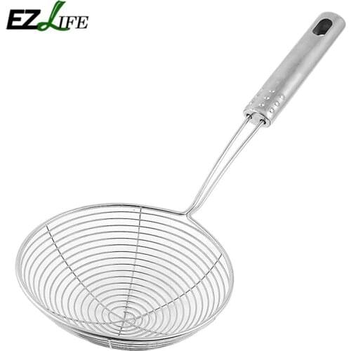 Stainless Steel Mesh Strainer Colander With Handle Cookware Frying Colander Strainer Flour Sifter Sliver Colander Kitchen Tool