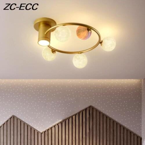 ZC-ECC LED ceiling lamp living room 3D printed moonlight hanging lamp ceiling lamp children bedroom lamp 3/5 heads Free Shipping