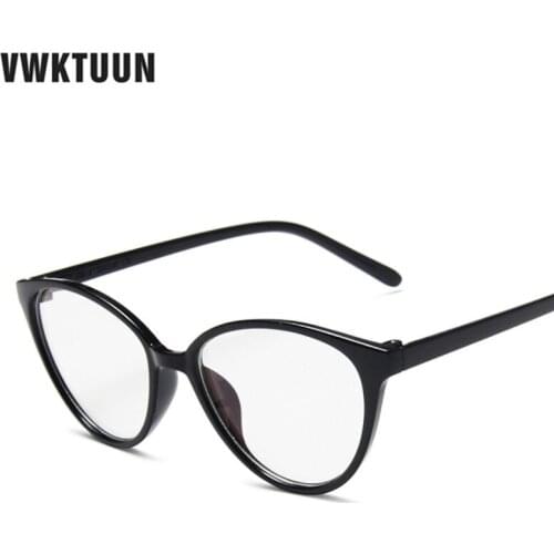 VWKTUUN Myopia Eyeglasses Frame Female Eye Glasses Frame Women Men Vintage Optical Cat Eye Glasses Frames Anti Blue Light