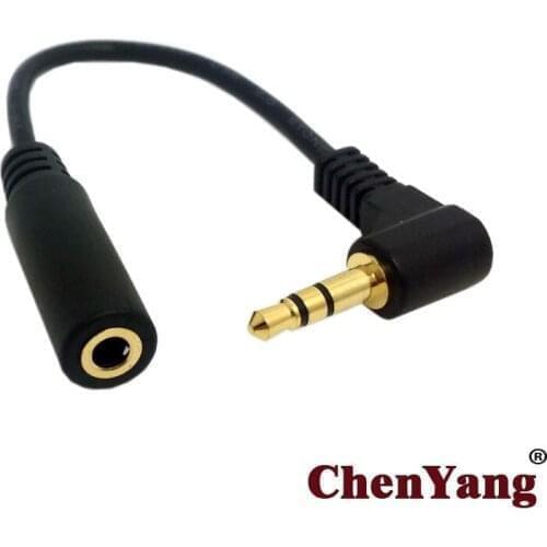 Zihan 3.5mm 3pole Audio Stereo Male 90 Degree Right Angled to Female Extension Cable